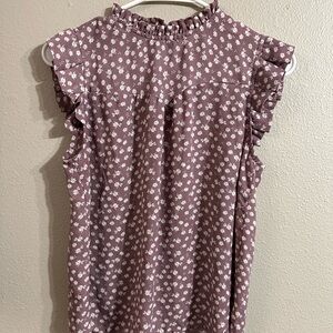 Monteau Floral Ruffle Sleeveless Top - Purple